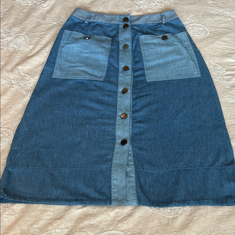 Zac & Rachel Two-Tone Blue Midi Skirt